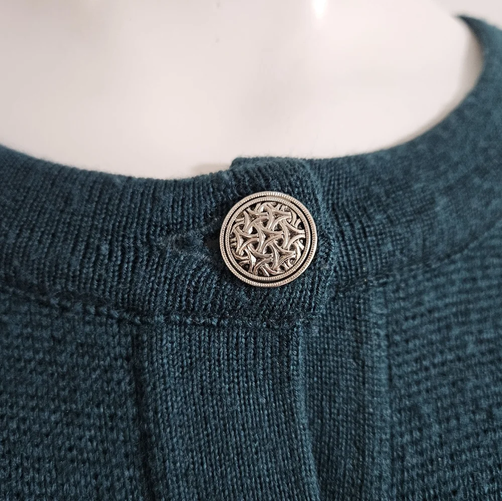 James Pringle Weavers British Isles Womens Wool Cardigan Sweater Knit Green M - Picture 3 of 15